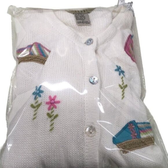 Vintage Teddi Cardigan Large Crochet Cottagecore Granny Grandma eclectic 80s - Picture 6 of 11